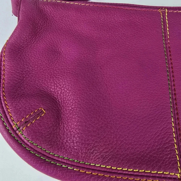 The SAK Hot Pink Leather Shoulder Bag Heart Shoulder Strap Multi Color Stitching - Picture 4 of 12